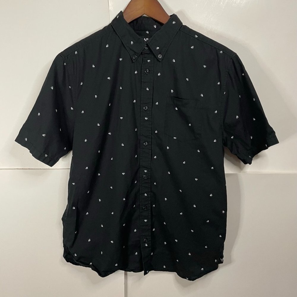 Shaun White WHT SPACE Button Up Shirt Short Sleeve Pocket Shirt Medium Black